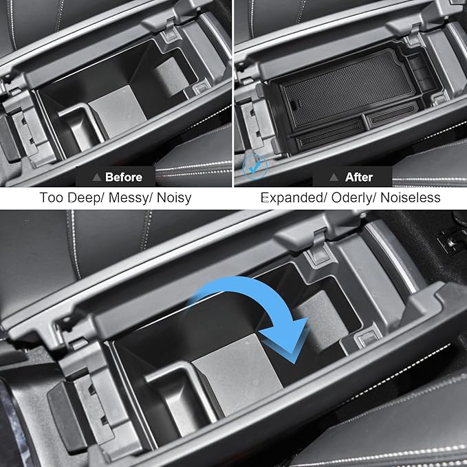 2021-2025 2026 Rogue Center Console Organizer for Nissan Rogue (S/SV/SL/Platinum/Rock Creek/Dark Armor), Durable ABS&Anti-Slip Rubber Console Tray Insert 2026 2025 Rogue Accessories (Black)