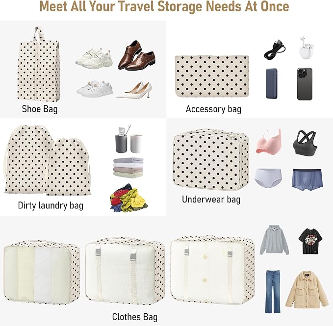 Packing Cubes for Travel - 8 Set Luggage Organizer Bags for Family, Mesh Breathable Packing Cubes for Suitcases Durable Travel Essentials Bags Set