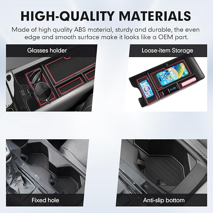 Autorder Center Console Organizer&Cup Holder for 2025-2026 Toyota Camry XV80 Accessories Armrest Storage Box with Durable Cup Holder Insert Tray Middle Console Organizer with Anti-Slip Mat