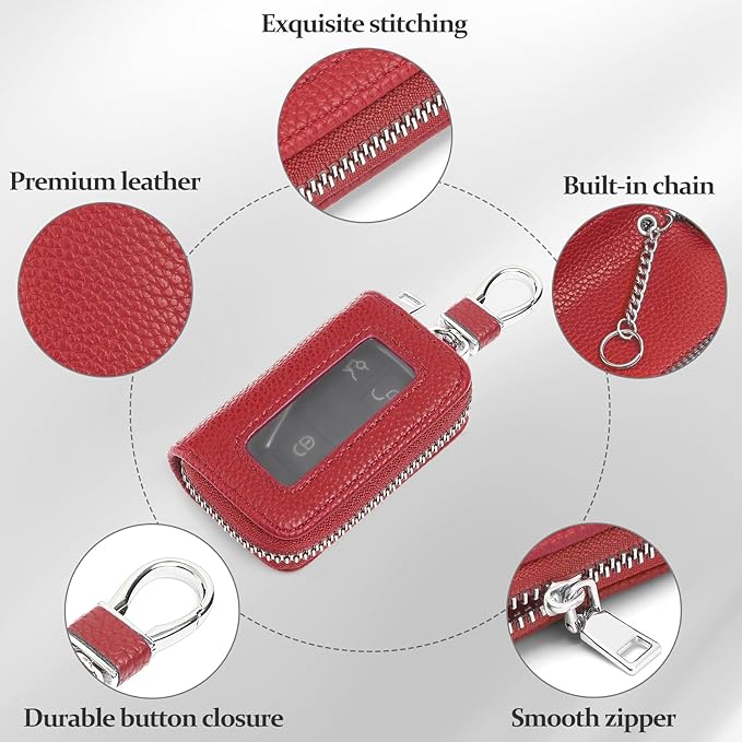 SENDEFN Universal Car Key Fob Case Leather Smart Remote Keychain Protector Holder