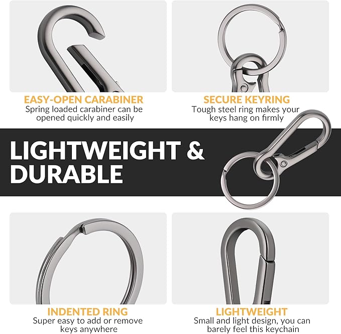 Rainspire Key Ring Keychain Keyrings Key Chain Holder Clip Key Organizer Key Chain Ring for Men and Women, 3 Pack