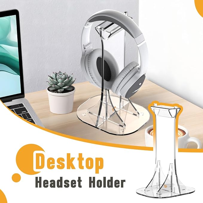 Acrylic Headphone Stand for Desk Non-Slip Universal Headphone Holder Gaming Headset Stand Headset Hanger for All Headphones Size