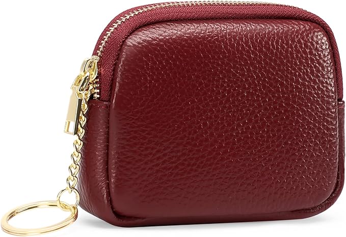 SENDEFN Mini Coin Purse Soft Leather Small Coin Pouch Purses Women Zipper Pocket with Key Ring