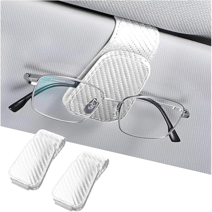 AICEL Sunglasses Holders for Car Sun Visor, Leather Eyeglasses Hanger Mounter, Magnetic Glasses Holder and Ticket Card Clip, Auto Interior Accessories Universal for SUV Pickup Truck