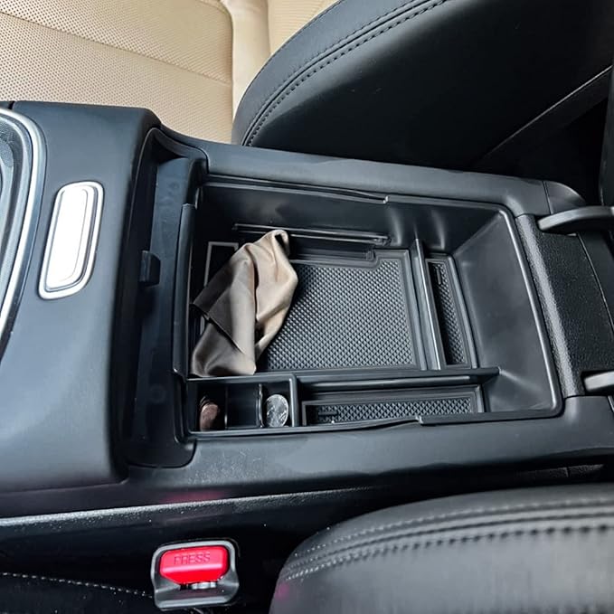 TACORBO Center Console Organizer Compatible with Hyundai Santa Fe 2021 2022 2023 & Santa Fe SEL 2022 2023 Accessories Armrest Secondary Storage Box, ABS Insert Glove Box Tray, Black
