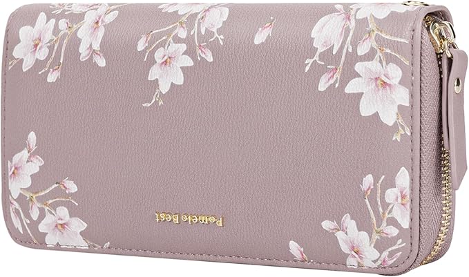 Pomelo Best Womens Wallet RFID Blocking Leather Multi Credit Card Large Capacity Wristlet Zip Around Long Wallets for Lady