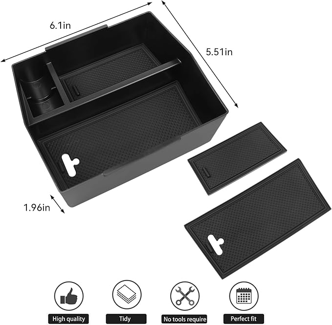Center Console Organizer Tray Compatible with Subaru 2025 2026 Forester Accessories Armrest Storage Box ABS Console Insert Tray Container (Black Mat)