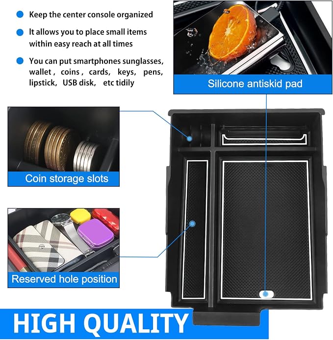 SHAOHAO for 2024 2025 Hyundai Palisade Center Console Organizer Tray for 2023 2024 2025 Hyundai Palisade Accessories SE SEL XRT Limited Calligraphy Armrest Storage Box Insert Tray Palisade 2024 2025