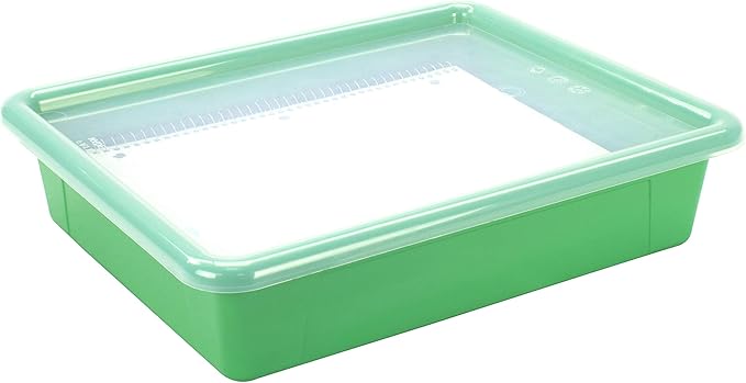 Storex Letter Size Flat Storage Tray – Organizer Bin with Non-Snap Lid for Classroom, Office and Home, Green, 5-Pack (62539A05C)