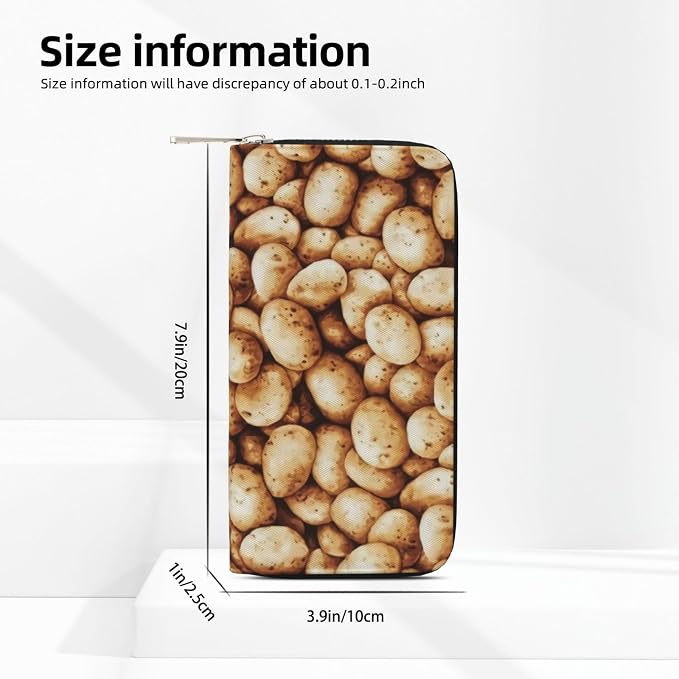 Potato Wallet for Men Women Elegant Long Clutch Zip Around Travel Leather Coin Purse Large Capacity Credit Card Holder Handbag