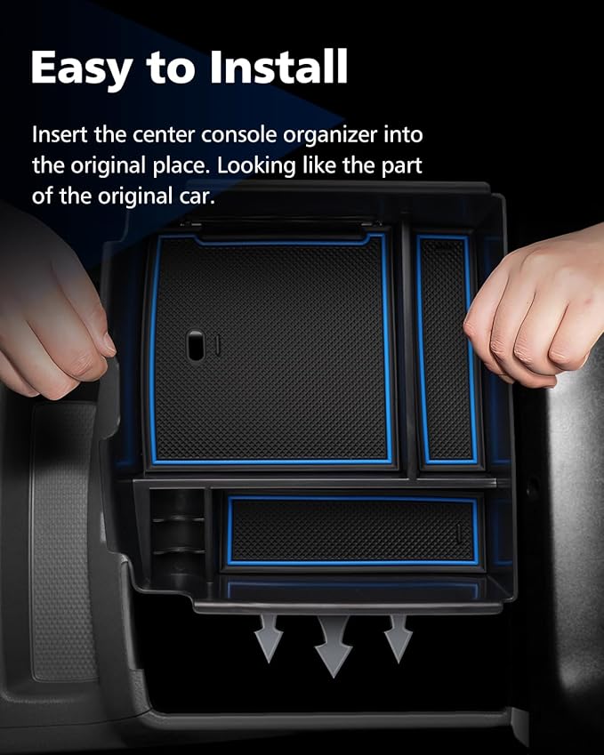 FIILINES Center Console Organizer for Kia Carnival MPV 2022-2026, Center Console Tray Secondary Armrest Storage Box ABS Insert Container with Anti-Slip Mats