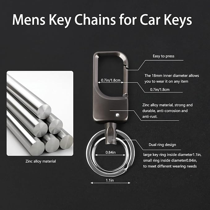 3 Pack Leather Keychain Heavy Duty Key Chains for Car Keys Universal Leather Key Chain for Men Key Fob keychain Holder