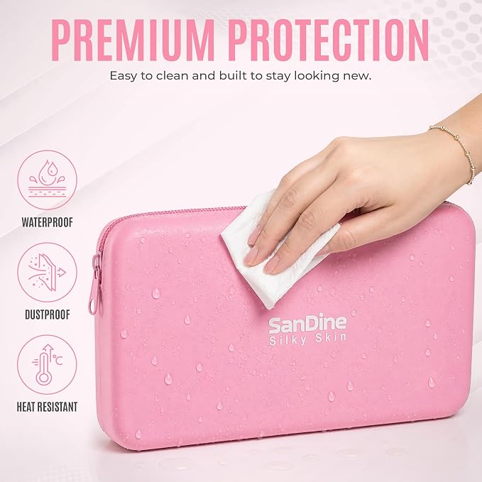 Silicone Makeup Bag for Women – Waterproof Silicone Cosmetic Pouch & Makeup Brush Holder – Easy‑Clean Travel Toiletry Organizer with Zipper – Soft Durable Silicone Case by Sandine (Pink)