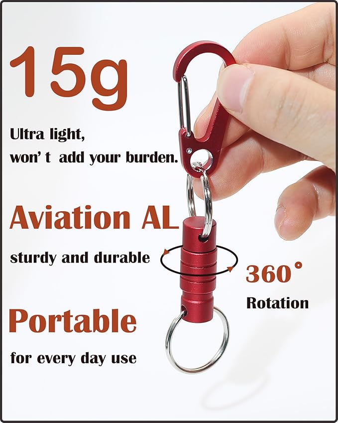 Quick Release Keychain Clip, Small Carabiner Clip & Pull Apart Detachable Key Ring, Car Key Chain Hooks Keyring