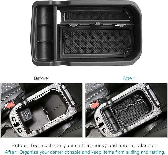 CDEFG Center Console Accessory Organizer Compatible with 2017 2018 2019 2020 2021 Compass, ABS Material Armrest Box Insert Tray Glove Secondary Storage Box (Black)