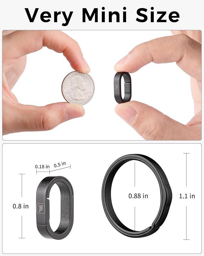 FEGVE Key Ring, Titanium Side Pushing Key Rings Keychain Rings Small Split Keyrings for Men
