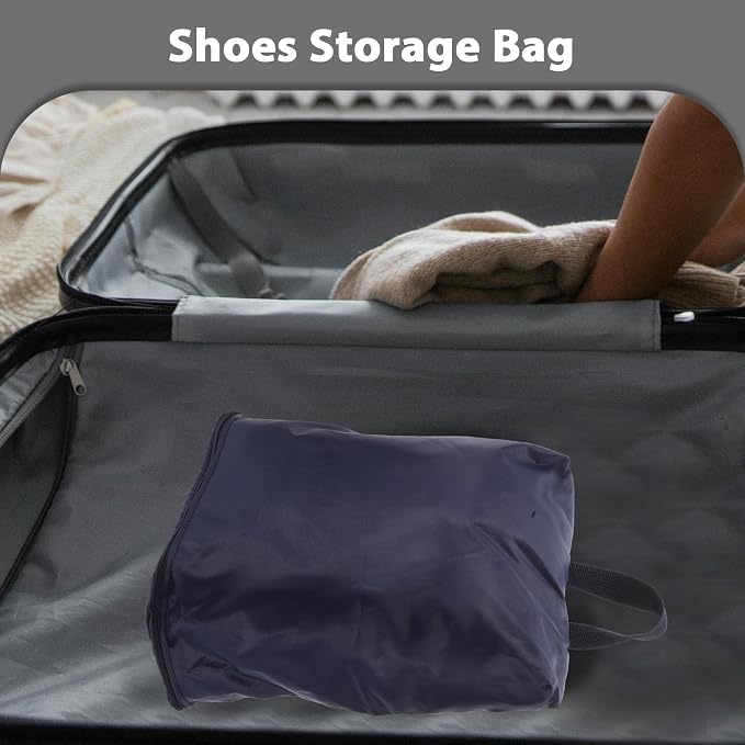 Large Capacity Waterproof Shoe Bag for Travel and Gym, Portable Dustproof Shoe Organizer with Stylish Dark Blue Fabric, Multipurpose Packing Storage for Sports and Outdoor Use