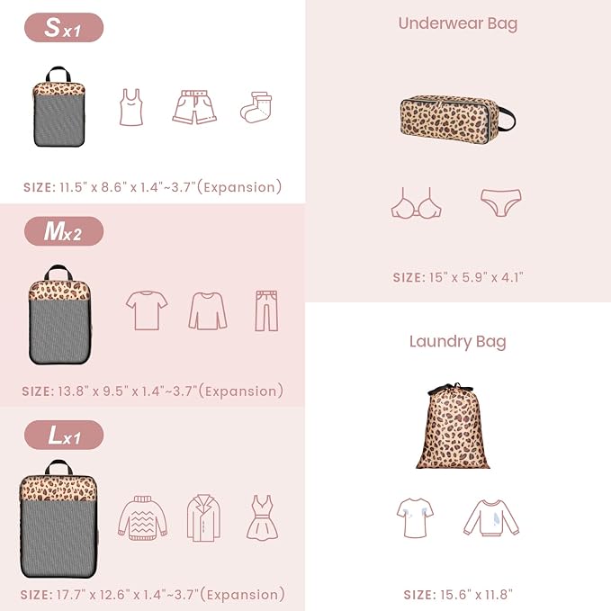 Cambond Compression Packing Cubes for Travel - Lightweight Expandable Travel Bags Luggage Organizers Travel Essentials Compression Cubes for Travel Space Saver for Carry on Suitcases Organizer