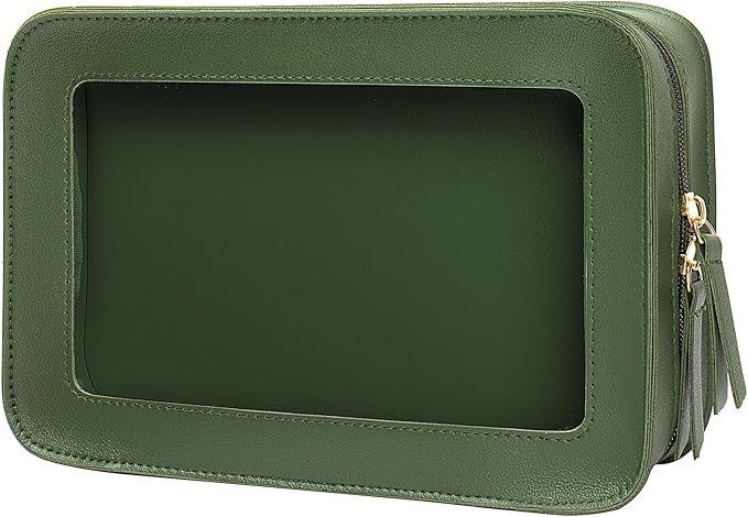LETGO Clear Makeup Bags,TSA Approved Toiletry Bag with Zipper,Sunscreen Bag Clear Makeup Toiletry Pouch Beach Vacation Essentials for Women Teen Girls Gifts(Vintage Green)