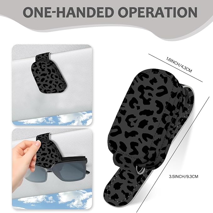 2 Pack Sunglass Holder for Car Visor, Universal Magnetic Car Sunglass Holder for Different Size Eyeglasses, Car Visor Accessories (Leopard-Black)