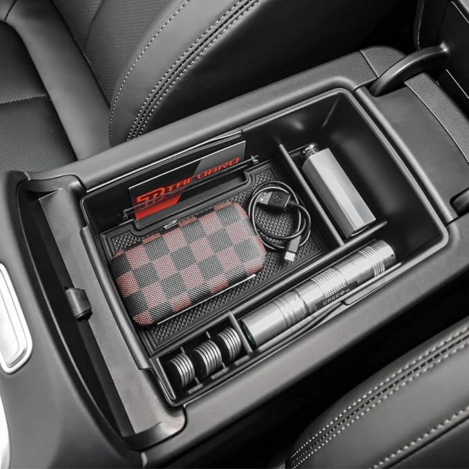 TACORBO Center Console Organizer Compatible with Hyundai Santa Fe 2021 2022 2023 & Santa Fe SEL 2022 2023 Accessories Armrest Secondary Storage Box, ABS Insert Glove Box Tray, Black