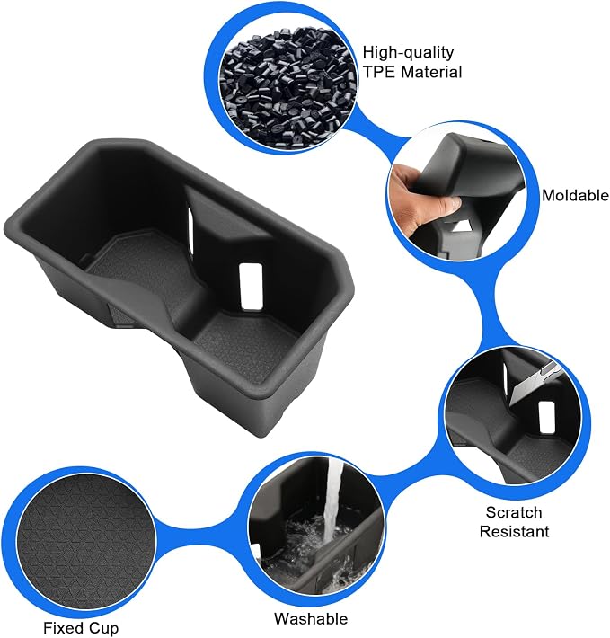 SXCY for 2022-2025 Toyota Tundra Accessories [SR/SR5/Limited/TRD Pro Only] Cup Holder Insert Silicone Cup Holder Limiter 2024 2025 Tundra Drink Holder Adapter Non-Slip Drink Stopper Stabilizer