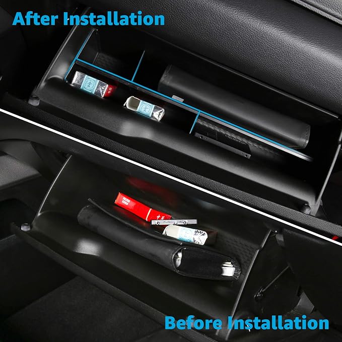 Motrobe Glove Box Organizer for Dodge 2019 2020 2021 2022 2023 RAM 1500 ABS Organizer Divider Accessories Black