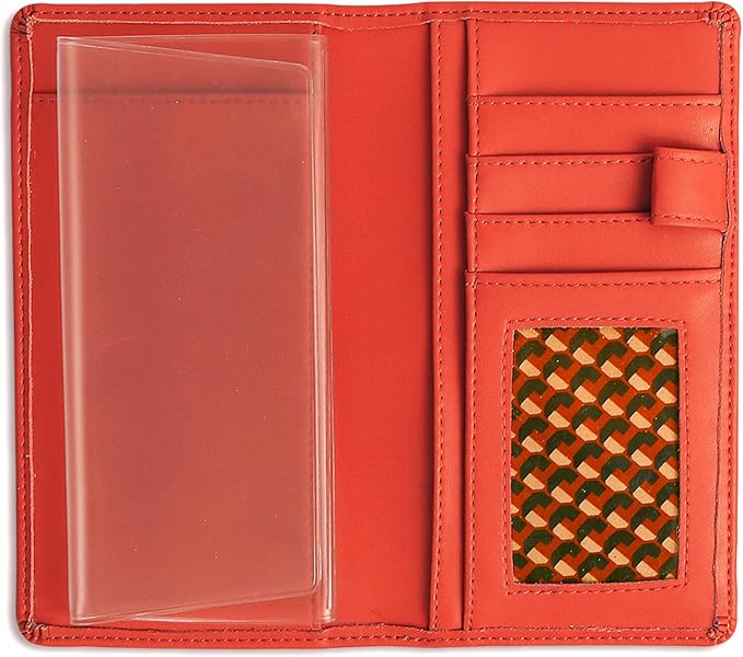 Sanlykate Leather Checkbook Cover for Men and Women, Check Book Case Card Holder with Free Divider, Standard Register Duplicate Checks with pen inserts, Tangerine