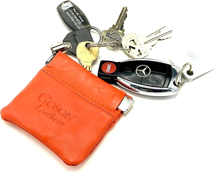 Goson Classic Leather Squeeze Coin Purse change Holder For Men and Women, Pouch size 3.50 in X 3.25 in