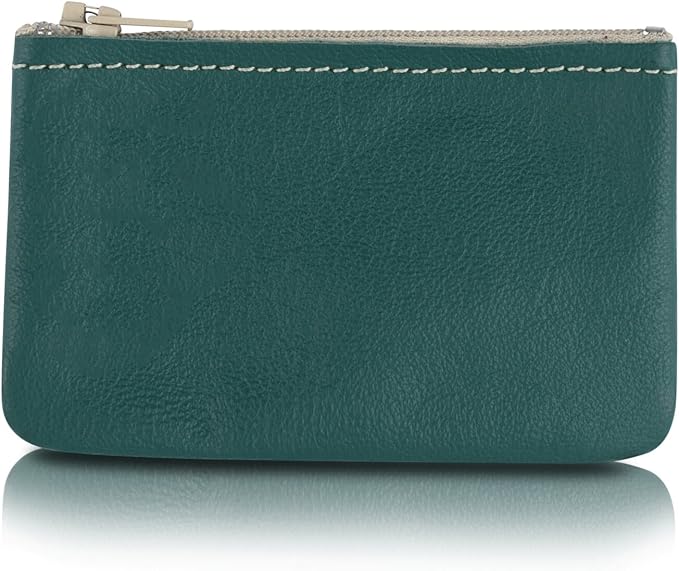 Genuine Leather Small Zipper Pouch Coin Purse for Women Change Holder for Men Size 4 x2.5 Made in U.S.A