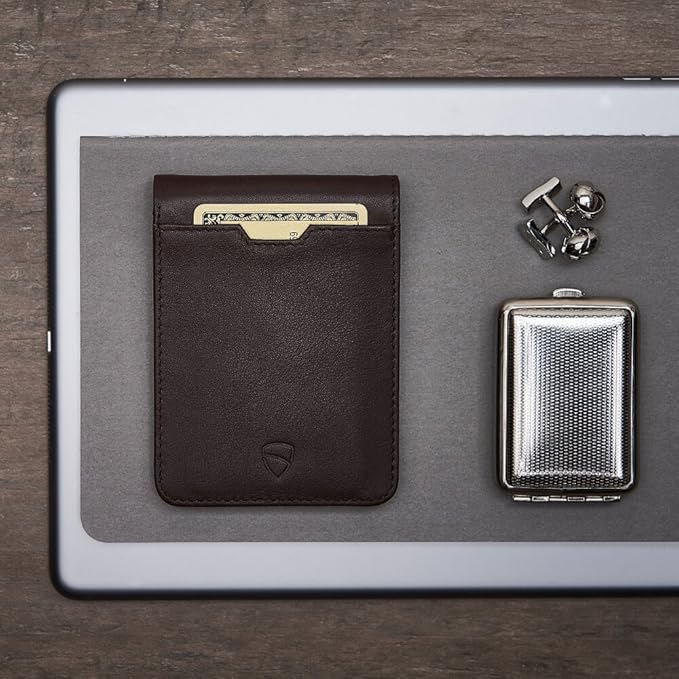 Vaultskin MANHATTAN Slim RFID Blocking Bifold Leather Wallet for Men - Men’s Leather Wallet, Front Pocket Minimalist Card Holder, Holds 9 Cards and Cash, Premium Italian Leather