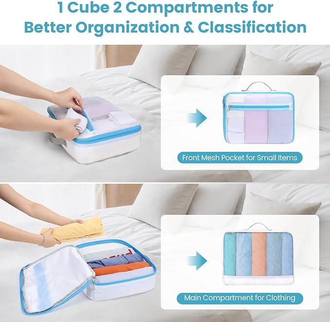 Cambond Mesh Packing Cubes for Travel Women - Lightweight Travel Bags Luggage Packing Organizer Travel Cubes for Suitcase with Handle