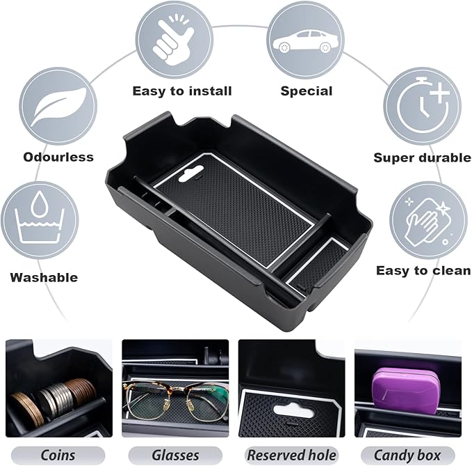 SKTU for 2018-2025 2026 Volvo XC40 Center Console Organizer for 2023 2024 2025 2026 Volvo XC40 Accessories Console Tray 2024 2025 XC40 Insert ABS Tray 2026 XC40 Glove Secondary Storage Box (White)