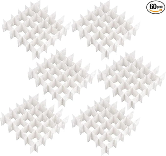 ZOENHOU 60 PCS 12.6 x 2.76 Inch White Drawer Dividers, Adjustable Premium Plastic Drawer Divider Organizers for Makeup Drawers Desktop Kitchen Drawer Organizers and Storage