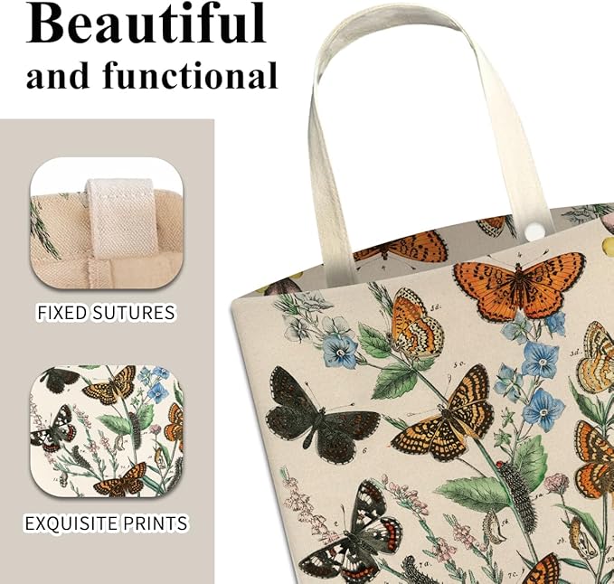 Car Trash Can, Cute Car Trash Bag, Hanging Car Organizer and Storage Bag, Trash Bin for Car Accessories, Vehicle, Travelling, Camping Vintage Butterfly Leaf