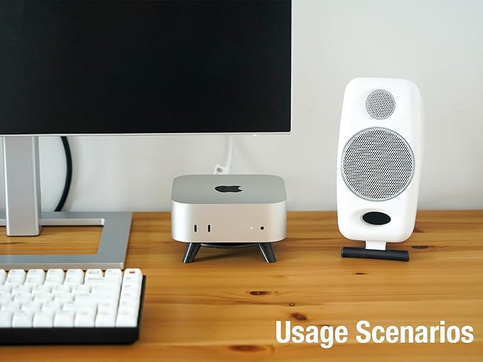 Stand for Mac Mini M4, MacMini M4 Mount, Computer Holder for Mac Mini M4/M4 Pro 2024, Simple Design, Non-Slip Pads, Easy Power Button Access, Horizontal Stand (Black)
