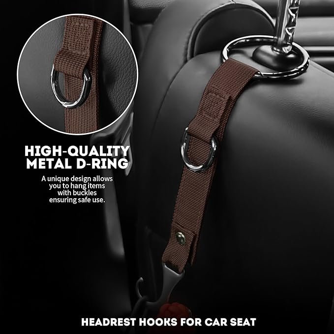 IronSeals 4 Pack Headrest Hooks for Car Seat, Heavy Duty Metal Utility Seat Hooks for Car Seat Organizer, Car Clips for Hanging Bag, Purse