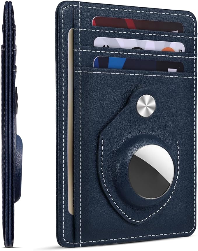 RUNBOX Slim Minimalist Front Pocket Air Tag Holder Wallet for Men, RFID Blocking Card Holder Mens Wallet Gifts for Men Dad
