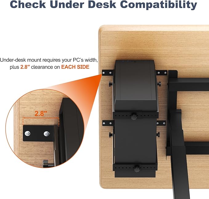 PUTORSEN Under Desk PC Mount for Mid/Mini-Tower Cases - Vertical/Horizontal CPU Holder up to 77 lbs, Space-Saving Computer Rack for ATX/Micro-ATX/Mini-ITX (Black)