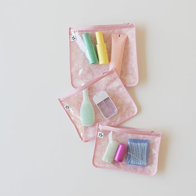 Tiny Twinkle Diaper Bag Organizing Pouches|3 Pack Mess-Proof Clear Front Travel Organizer Bags&TSA Approved Toiletry Bag Set for Baby and Mom Essentials