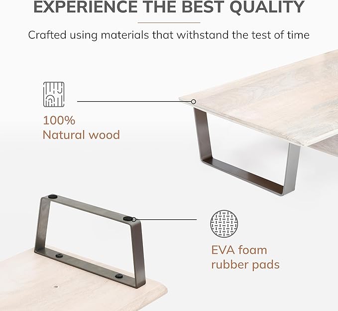 Anji Mountain Monitor Stand - Desktop Organizer & Laptop Riser, Ergonomic Monitor Riser, Space-Saving Monitor Stand for Desk, Durable Construction, Easy Assembly, Ideal for Home & Office,White Wash