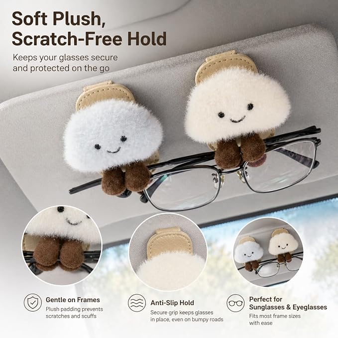 2pack Sunglasses Holders for Car Visor, Magnetic Leather Glasses Eyeglass Clip for Car, Ticket Card Clip Sunglasses Mount, Car Visor Accessories Gadgets