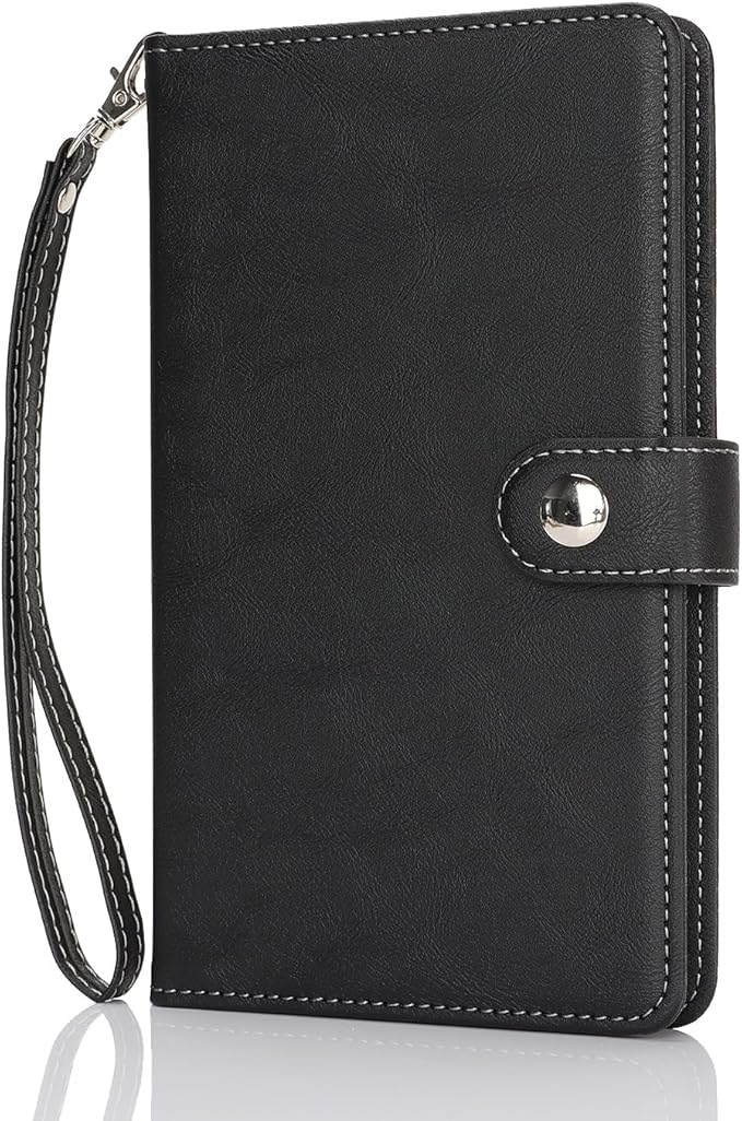Passport Holder for Travel Essentials, RFID Blocking PU Leather Wallet Cover with Wristlet Strap Magnetic Closure Passport Book Holders Case for Women and Men, Black