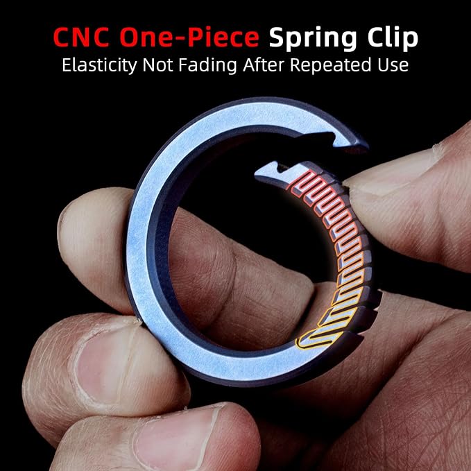 FEGVE Round Carabiner Keychain Clip, Spring Hook Key Chain Clip with 2pcs 1 Inch Key Rings for Men