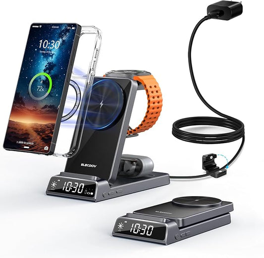 Magnetic Wireless Charger for Samsung, 3 in 1 Charging Station for Samsung Galaxy S26 Ultra/Z Fold/Flip 7, Foldable Android Charger for Samsung Galaxy Watch Ultra/8/7/Galaxy Buds4 Pro
