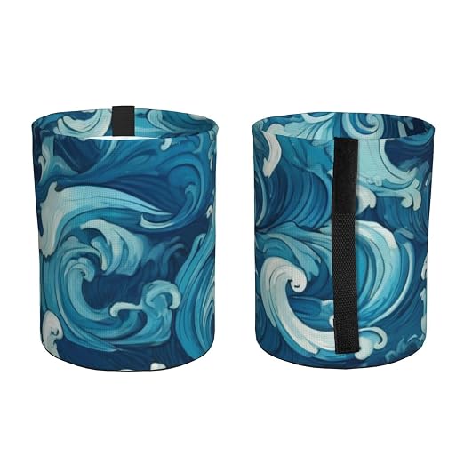 Small Car Trash Can, Ocean Waves Design Hanging Foldable Car Trash Bag, Waterproof Leakproof Garbage Bin, Car Interior Organizer Accessories