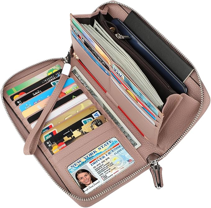 Lavemi Small Compact Women Wallet RFID Blocking Genuine Leather Bifold Purse with ID Windows
