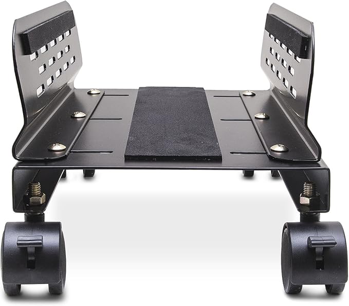 Slim Computer PC or UPS Metal Floor Stand with Adjustable Width and Locking Caster Wheels