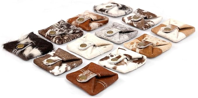 100% Real Leather Coin Pouch - Compact Change Holder and Mini Pocket Wallet for Men & Women (Assorted)