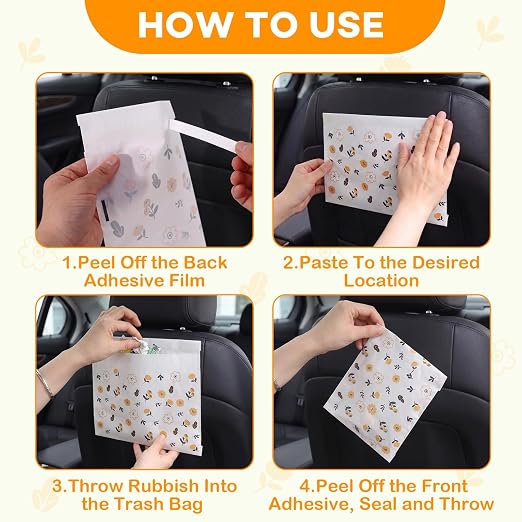 30 Pcs Disposable Car Trash Bags, Seal Disposable Car Garbage Bin Bags, Stick On Car Trash Bin for SUV Truck, RV Travel, Camping, Bedroom, Study Room, Office